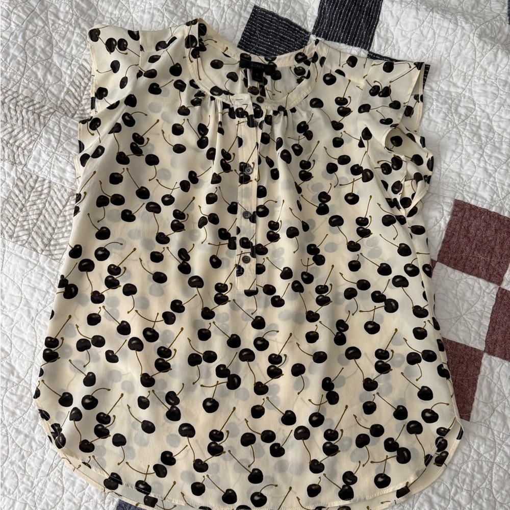 J Crew Cherry Print Blouse